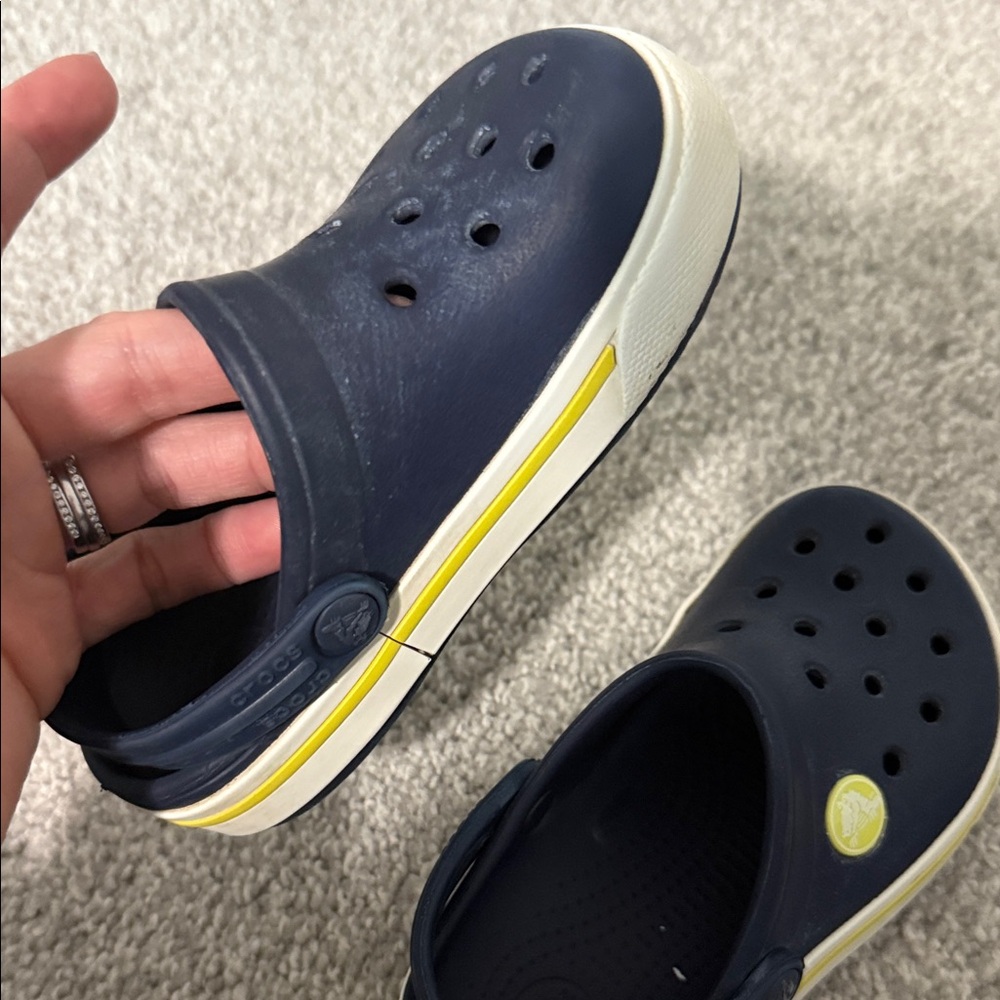 CROCS Kids Navy and Yellow Water Shoes - Picture 4 of 4